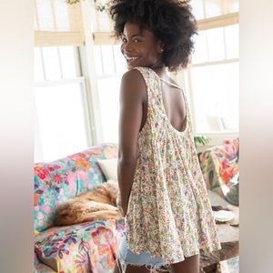 Natural Life Free Spirit Knit Tank Top - Cream Botanicals, Size L/XL